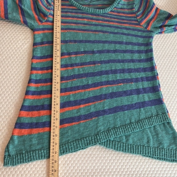 SOFT SURROUNDINGS ODYSSEY STRIPE SWEATER SZ MED CROSSED HEM NUBBY COTTON - Picture 5 of 8